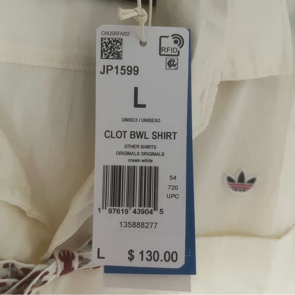 (L) Adidas X Clot Edison Chen Bowl Shirt Cream Limited Edition Unisex JP1599 NWT - Picture 4 of 4